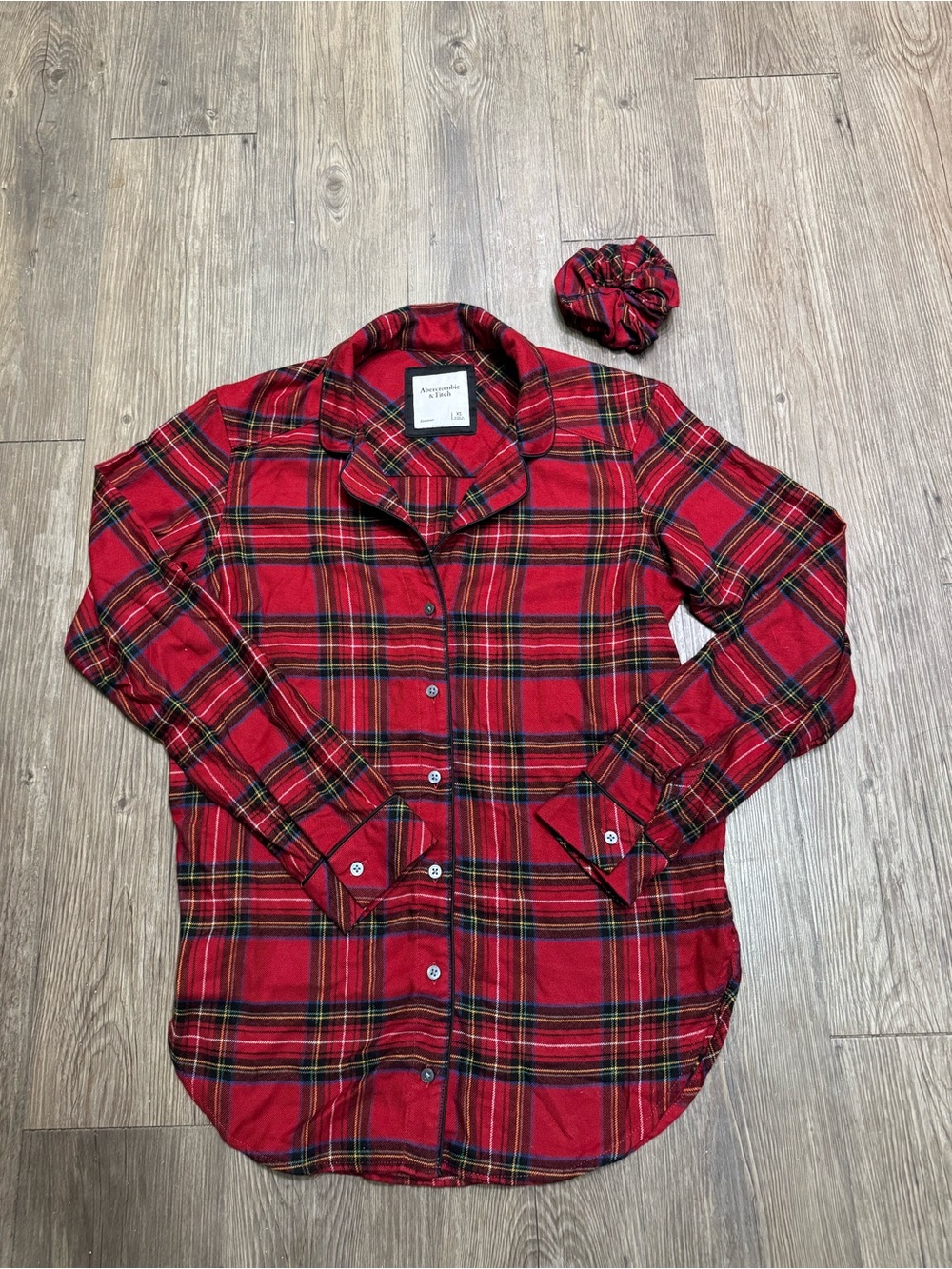 Abercrombie & Fitch Red Plaid Flannel Pajama Shirt XS